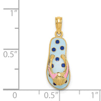 Load image into Gallery viewer, 14K 3D Enamel Shell On Blue Polka-Dot Flip-Flop Charm
