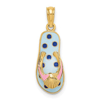 Load image into Gallery viewer, 14K 3D Enamel Shell On Blue Polka-Dot Flip-Flop Charm
