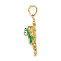 Load image into Gallery viewer, 14K Green Enameled 2-D Frog Charm
