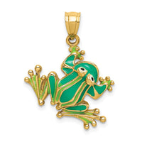 Load image into Gallery viewer, 14K Green Enameled 2-D Frog Charm
