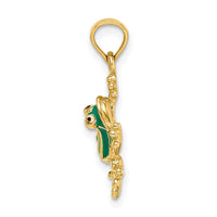 Load image into Gallery viewer, 14K Green Enameled 2-D Small Frog Charm
