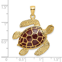 Load image into Gallery viewer, 14K 3-D Brown Enamel Large Sea Turtle Charm
