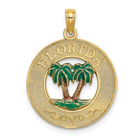 Load image into Gallery viewer, 14K Florida Enamel Palm Trees Circle Charm
