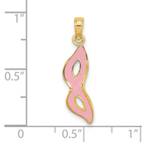 Load image into Gallery viewer, 14K 3-D and Beveled W/Pink Enamel Masquerade Mask Pendant
