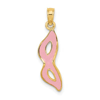 Load image into Gallery viewer, 14K 3-D and Beveled W/Pink Enamel Masquerade Mask Pendant
