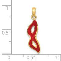 Load image into Gallery viewer, 14K 3-D and Beveled W/Red Enamel Masquerade Mask Pendant
