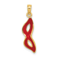 Load image into Gallery viewer, 14K 3-D and Beveled W/Red Enamel Masquerade Mask Pendant
