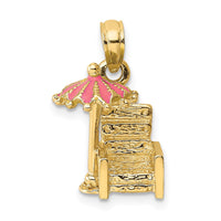 Load image into Gallery viewer, 14K 3-D Pink Enamel Beach Chair and Umbrella Charm
