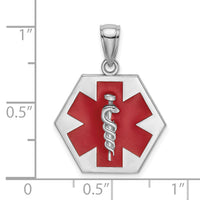 Load image into Gallery viewer, 14K White Gold Enameled Textured Back Caduceus Medical Disc
