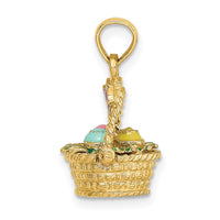 Load image into Gallery viewer, 14K 3-D Enameled Easter Basket w/Bow and Eggs Charm
