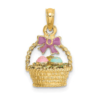Load image into Gallery viewer, 14K 3-D Enameled Easter Basket w/Bow and Eggs Charm
