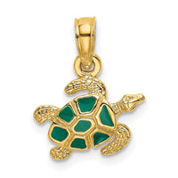 Load image into Gallery viewer, 14K Textured and Enameled Sea Turtle Charm
