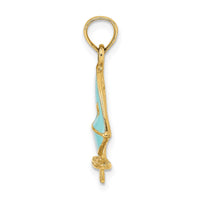 Load image into Gallery viewer, 14K Aqua Enameled Windsail Surf Board Charm
