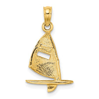 Load image into Gallery viewer, 14K Aqua Enameled Windsail Surf Board Charm
