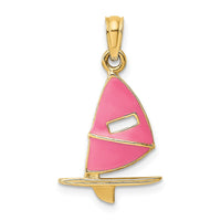 Load image into Gallery viewer, 14K Pink Enameled Windsail Surf Board Charm
