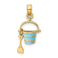 Load image into Gallery viewer, 14K 2-D Aqua Enameled Beach Bucket w/Moveable Shovel Charm
