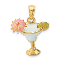 Load image into Gallery viewer, 14K Enameled Margarita Drink w/ Umbrella and Lime Charm
