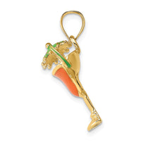 Load image into Gallery viewer, 14K Orange Enameled Margarita Drink w/Umbrella and Lime Charm
