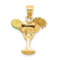 Load image into Gallery viewer, 14K Orange Enameled Margarita Drink w/Umbrella and Lime Charm
