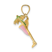 Load image into Gallery viewer, 14K Pink Enameled Margarita Drink w/ Umbrella and Lime Charm
