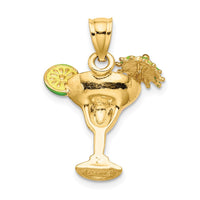Load image into Gallery viewer, 14K Pink Enameled Margarita Drink w/ Umbrella and Lime Charm
