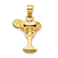 Load image into Gallery viewer, 14K 2-D Green Enameled Salted Margarita Drink w/Lime Charm
