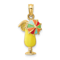 Load image into Gallery viewer, 14K Yellow Enamel Drink w/Multi-Colored Umbrella Charm
