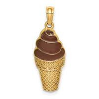 Load image into Gallery viewer, 14K w/Brown Enamel Chocolate Ice Cream Cone  Charm
