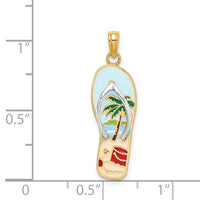 Load image into Gallery viewer, 14K w/Rhodium 3D Enamel Palm Tree and Bucket Flip-Flop Charm
