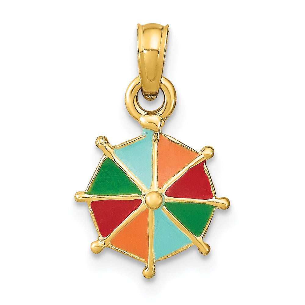 14K W/ Multi-Color Enamel Umbrella Charm