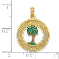 Load image into Gallery viewer, 14K BLUFFTON SC Circle Enameled Palm Tree Charm
