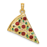 Load image into Gallery viewer, 14K w/Enamel Large Pepperoni Pizza Slice

