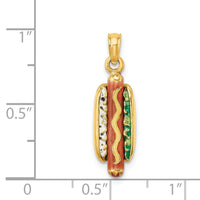 Load image into Gallery viewer, 14K 3-D Enamel Hot Dog w/ Bun Charm
