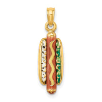 Load image into Gallery viewer, 14K 3-D Enamel Hot Dog w/ Bun Charm
