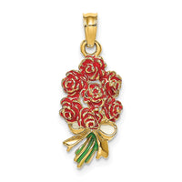 Load image into Gallery viewer, 14K Enameled Bouquet of Red Roses
