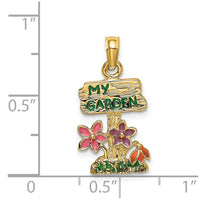 Load image into Gallery viewer, 14K Multi Enamel MY GARDEN Post Flower Charm

