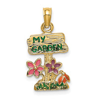 Load image into Gallery viewer, 14K Multi Enamel MY GARDEN Post Flower Charm
