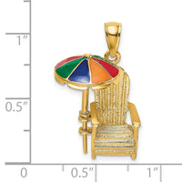 Load image into Gallery viewer, 14K 3-D w/ Enamel Umbrella Beach Chair Charm
