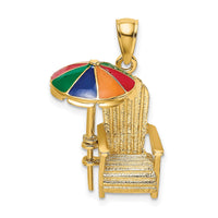 Load image into Gallery viewer, 14K 3-D w/ Enamel Umbrella Beach Chair Charm
