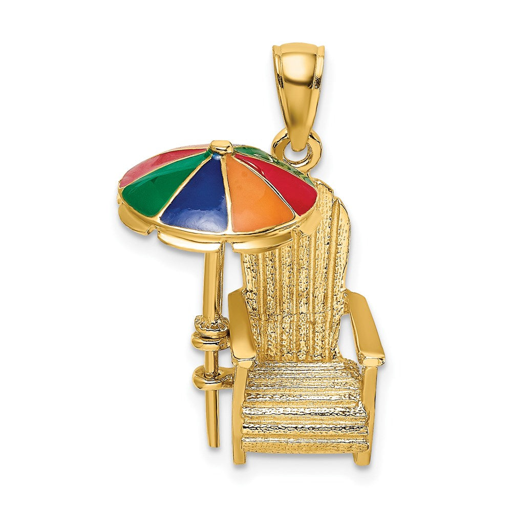 14K 3-D w/ Enamel Umbrella Beach Chair Charm