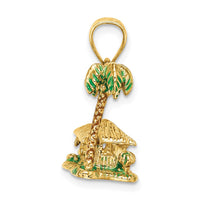 Load image into Gallery viewer, 14K 3-D W/Enamel Palm Tree and Hut Charm
