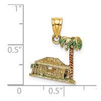 Load image into Gallery viewer, 14K 3-D W/Enamel Palm Tree and Hut Charm
