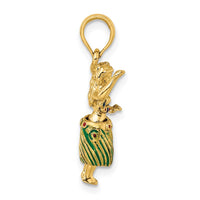 Load image into Gallery viewer, 14K 3-D Hula Girl w/ Moveable Grass Skirt Charm
