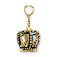 Load image into Gallery viewer, 14K 3-D w/ Blue Enamel Crown Charm
