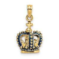 Load image into Gallery viewer, 14K 3-D w/ Blue Enamel Crown Charm
