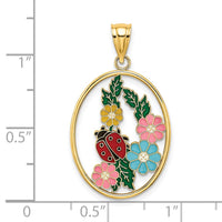 Load image into Gallery viewer, 14K Stained Glass w/ Enamel Oval Ladybug Charm
