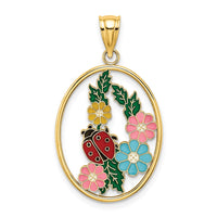 Load image into Gallery viewer, 14K Stained Glass w/ Enamel Oval Ladybug Charm
