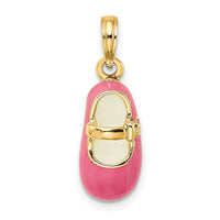 Load image into Gallery viewer, 14K 3-D w/ Pink Enamel Baby Shoe Charm
