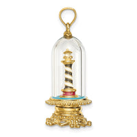 Load image into Gallery viewer, 14K 3-D Enamel Lighthouse In Glass Dome Charm

