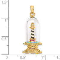 Load image into Gallery viewer, 14K 3-D Enamel Lighthouse In Glass Dome Charm
